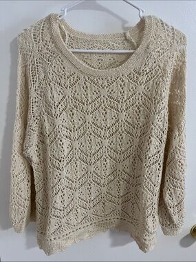Women’s Cream Open-Knit Sweater